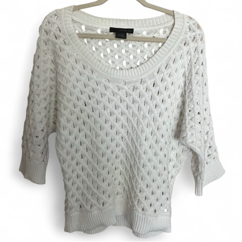 Calvin Klein 100% cotton white crochet sweater